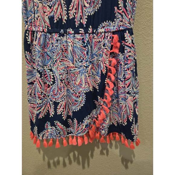 Lilly Pulitzer Women's Sleeveless Romper S Oyster Bay Miss Shell Print Tassles - Picture 3 of 9